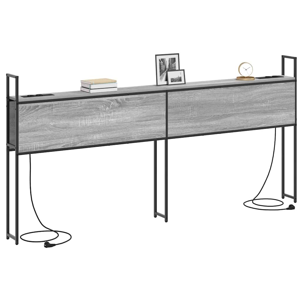 Kopfteil mit Stauraum mit Ladestation Grau Sonoma Holzwerkstoff