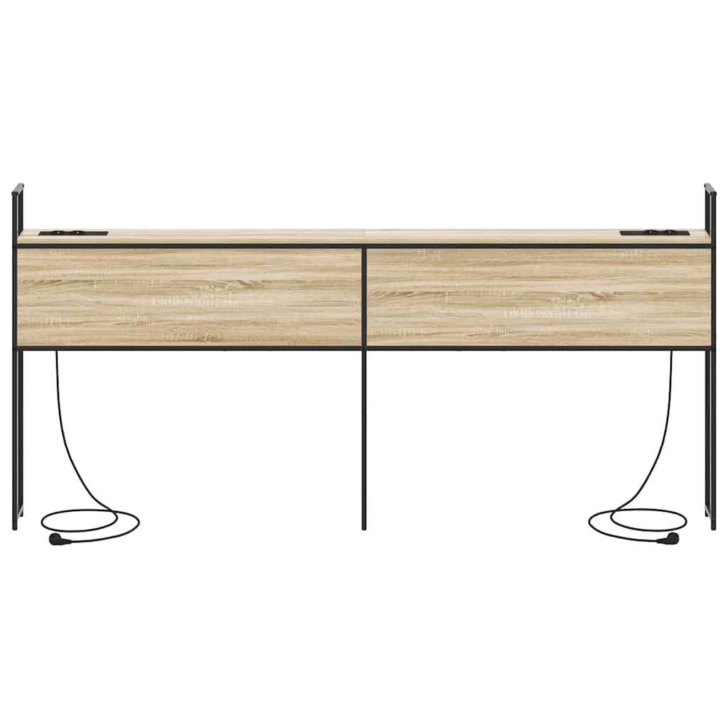 Kopfteil mit Stauraum mit Ladestation mit Regal Sonoma-Eiche