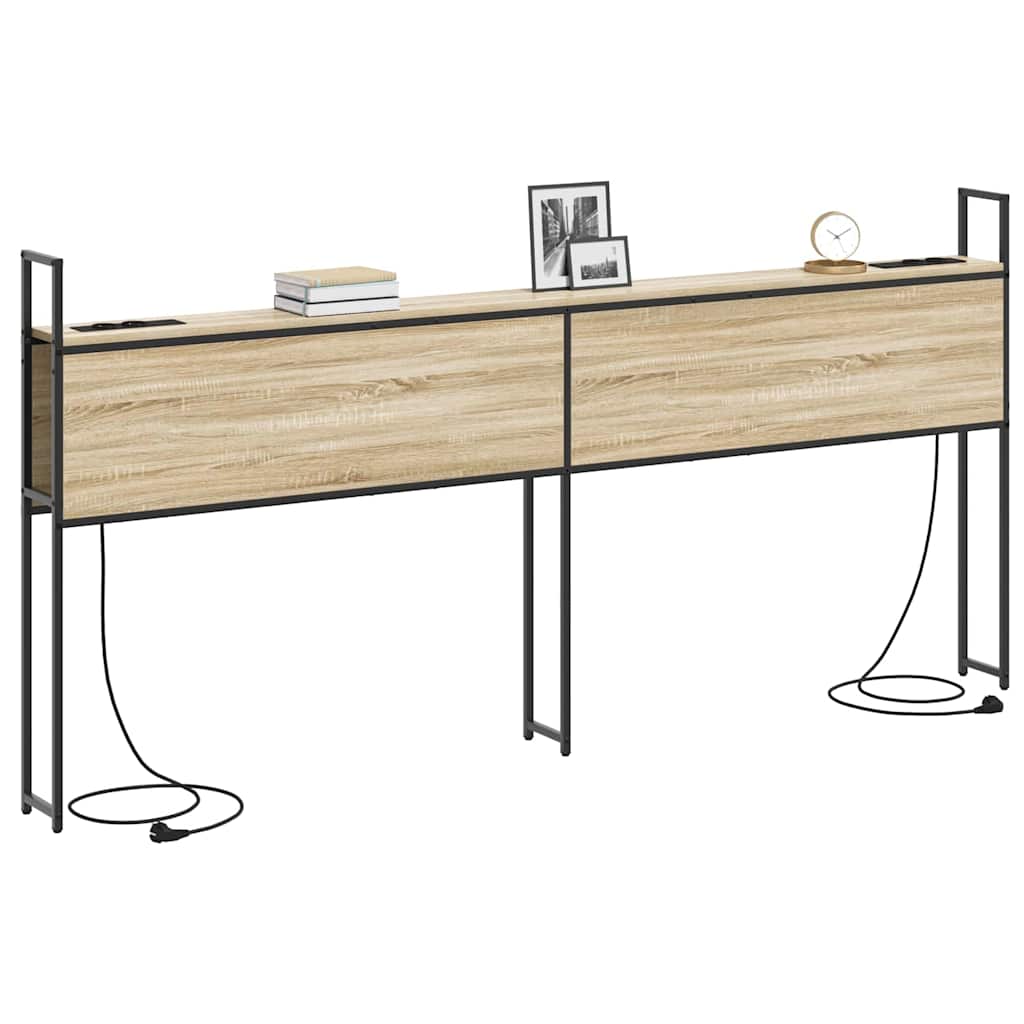 Kopfteil mit Stauraum mit Ladestation mit Regal Sonoma-Eiche