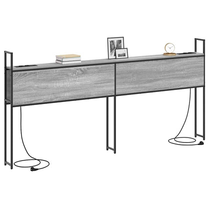 Kopfteil mit Stauraum mit Ladestation Grau Sonoma Holzwerkstoff