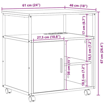 vidaXL Schrank mit Ladestation Mit Rad Graues Sonoma 61 x 46 x 67 cm