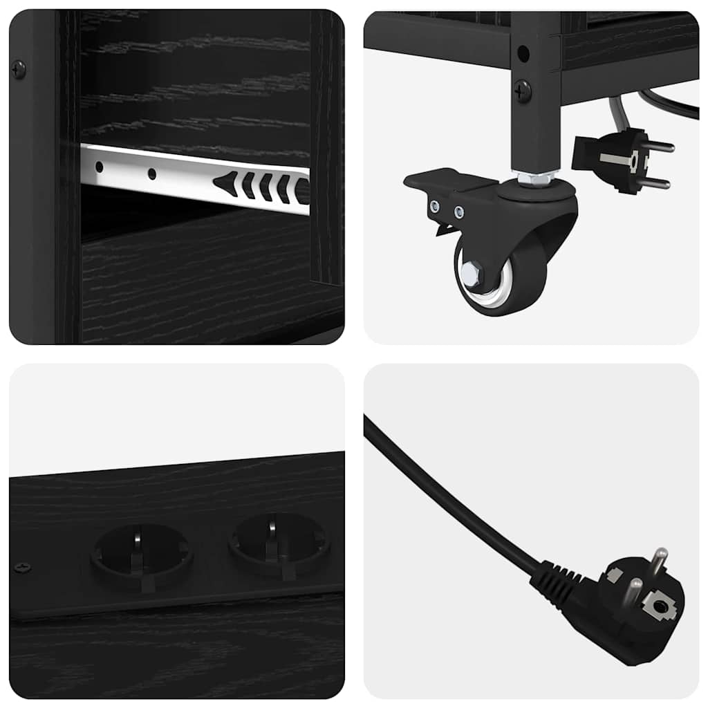 Schrank mit Ladestation Schwarz Eichen-Optik 76 x 41 x 72 cm