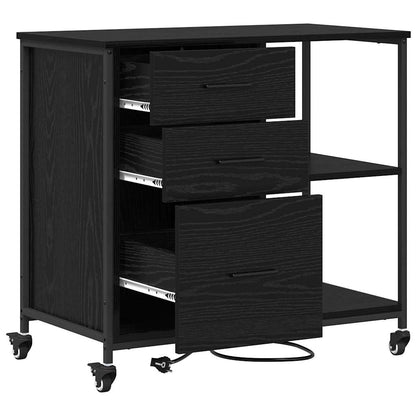 Schrank mit Ladestation Schwarz Eichen-Optik 76 x 41 x 72 cm
