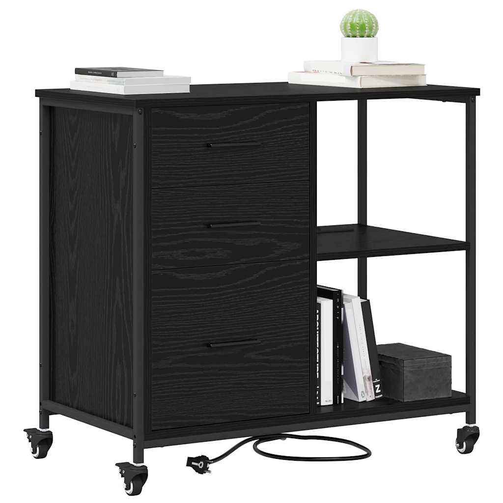Schrank mit Ladestation Schwarz Eichen-Optik 76 x 41 x 72 cm