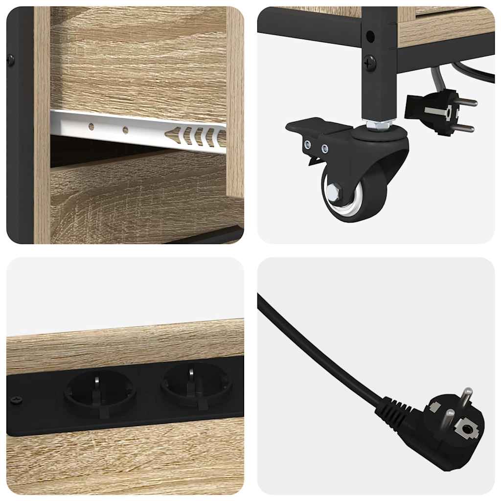vidaXL Schrank mit Ladestation Mit Rad Sonoma-Eiche 76 x 41 x 72 cm