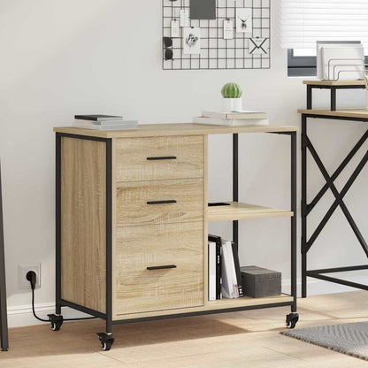 vidaXL Schrank mit Ladestation Mit Rad Sonoma-Eiche 76 x 41 x 72 cm