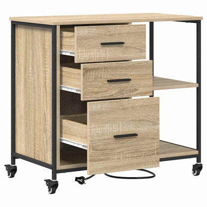 vidaXL Schrank mit Ladestation Mit Rad Sonoma-Eiche 76 x 41 x 72 cm