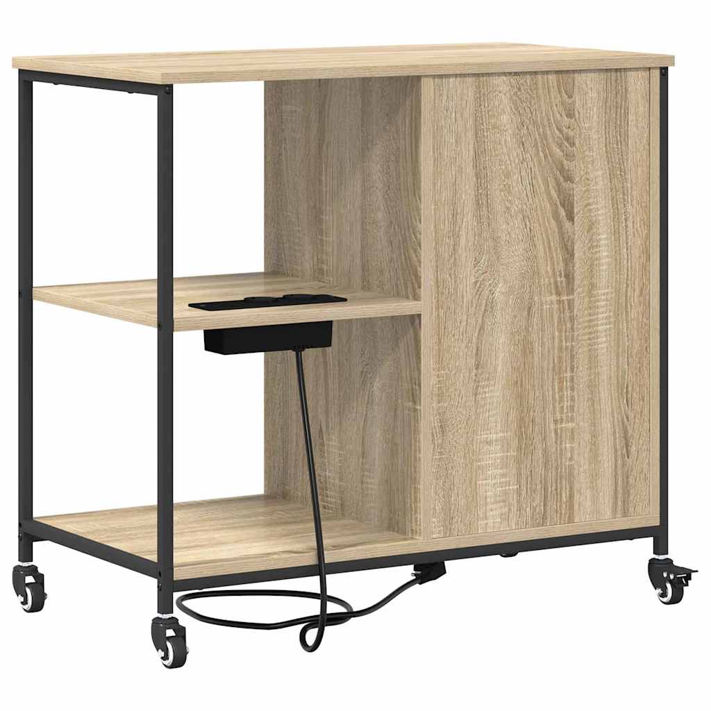 vidaXL Schrank mit Ladestation Mit Rad Sonoma-Eiche 76 x 41 x 72 cm