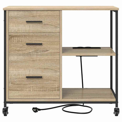 vidaXL Schrank mit Ladestation Mit Rad Sonoma-Eiche 76 x 41 x 72 cm