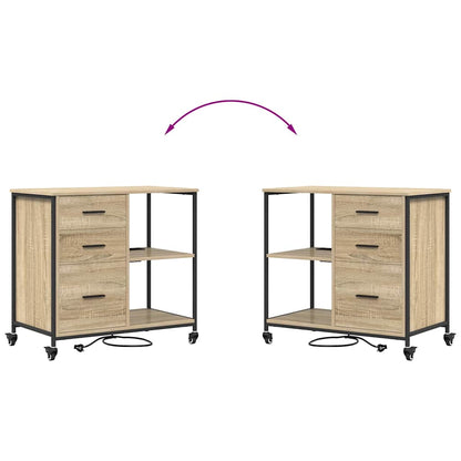 vidaXL Schrank mit Ladestation Mit Rad Sonoma-Eiche 76 x 41 x 72 cm