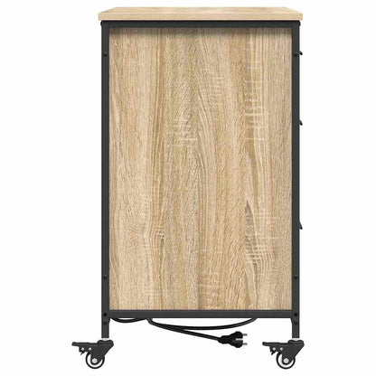 vidaXL Schrank mit Ladestation Mit Rad Sonoma-Eiche 76 x 41 x 72 cm