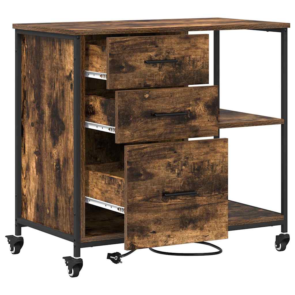 vidaXL Schrank mit Ladestation Geräucherte Eiche 76 x 41 x 72 cm