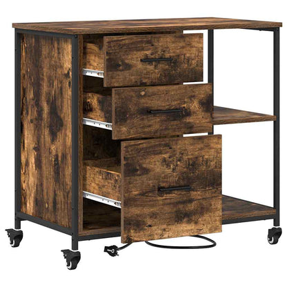 vidaXL Schrank mit Ladestation Geräucherte Eiche 76 x 41 x 72 cm