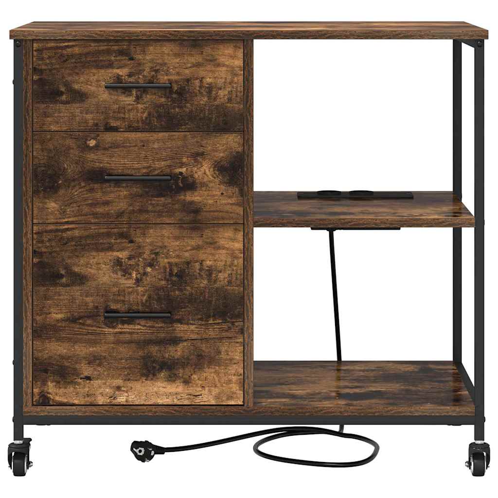 vidaXL Schrank mit Ladestation Geräucherte Eiche 76 x 41 x 72 cm