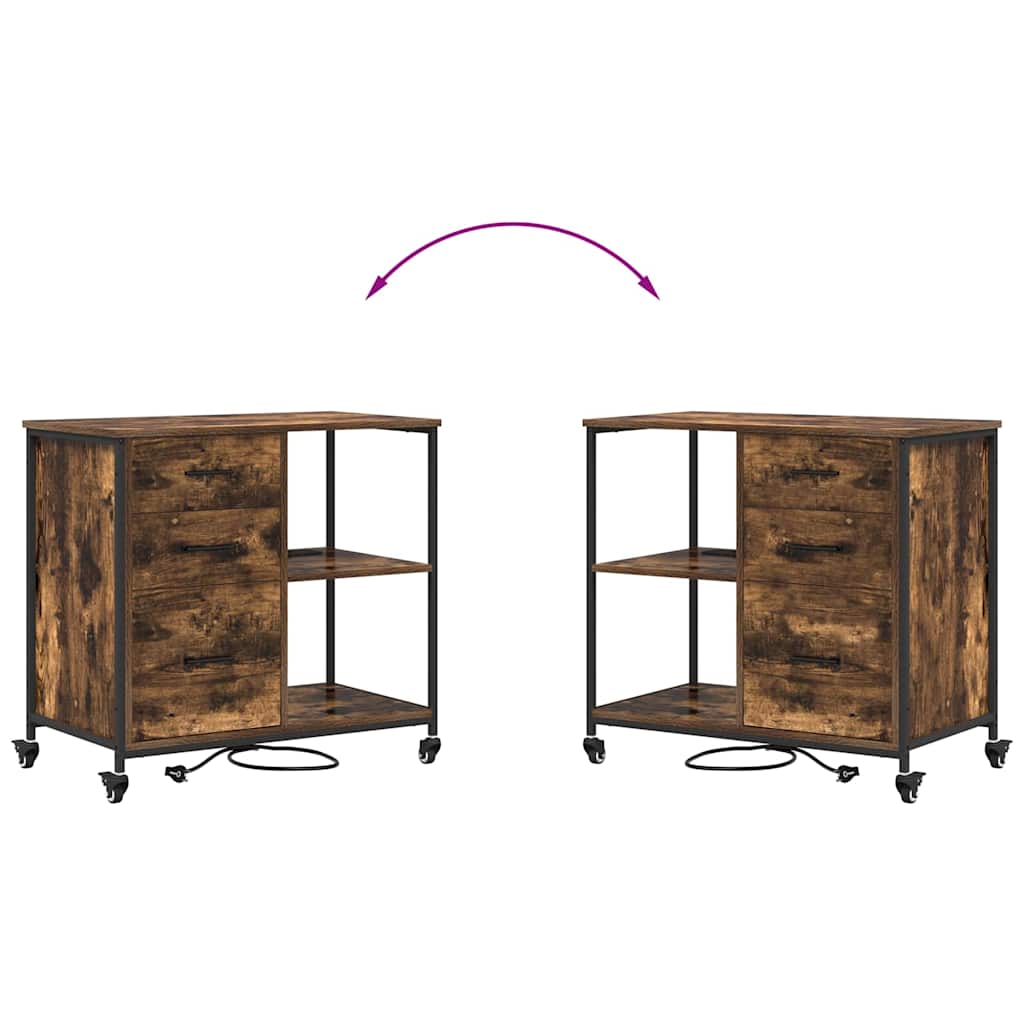 vidaXL Schrank mit Ladestation Geräucherte Eiche 76 x 41 x 72 cm