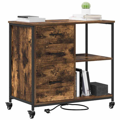 vidaXL Schrank mit Ladestation Geräucherte Eiche 76 x 41 x 72 cm