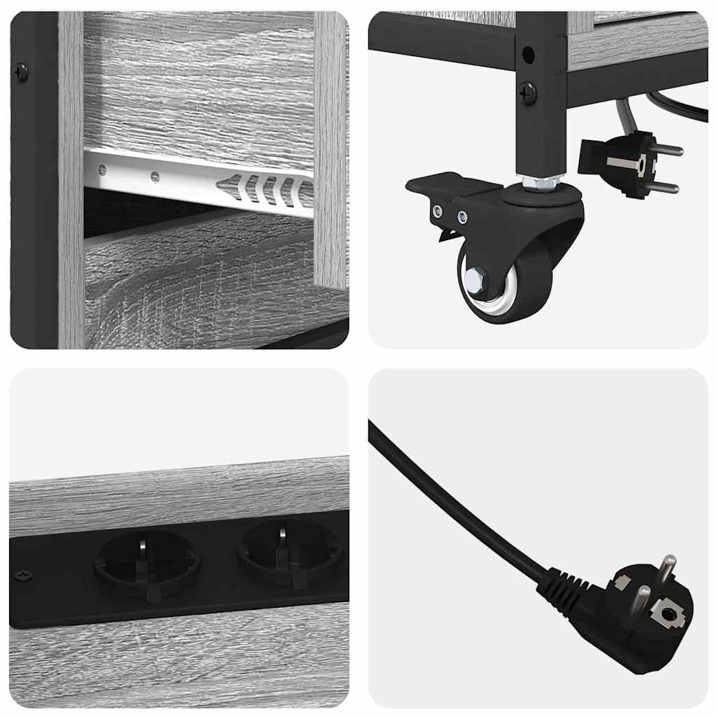 vidaXL Schrank mit Ladestation Mit Rad Graues Sonoma 76 x 41 x 72 cm