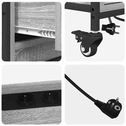 vidaXL Schrank mit Ladestation Mit Rad Graues Sonoma 76 x 41 x 72 cm