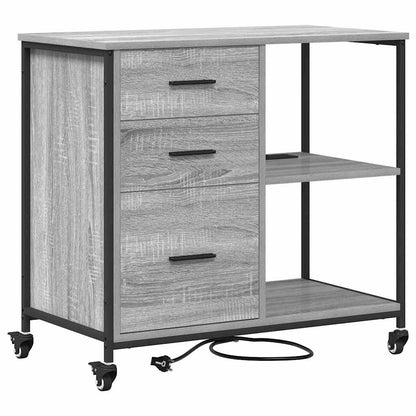 vidaXL Schrank mit Ladestation Mit Rad Graues Sonoma 76 x 41 x 72 cm