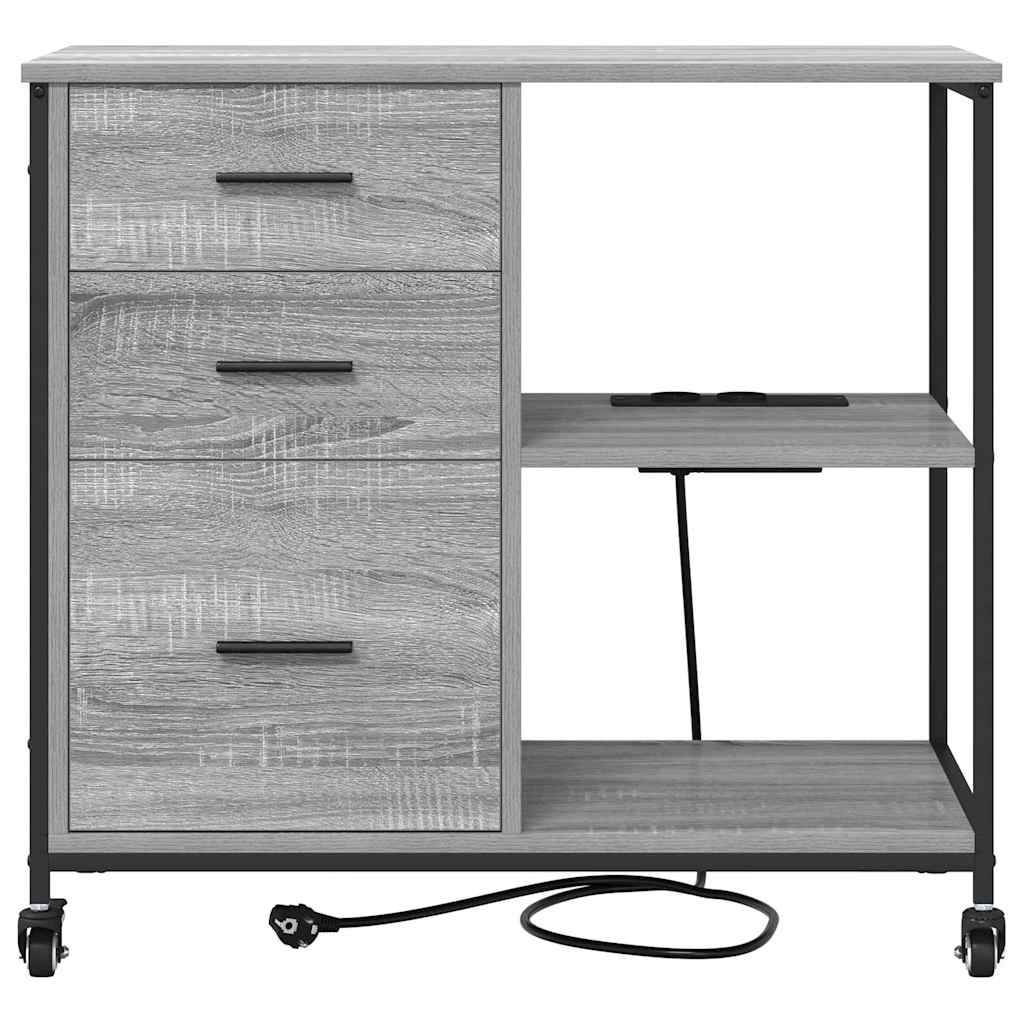 vidaXL Schrank mit Ladestation Mit Rad Graues Sonoma 76 x 41 x 72 cm