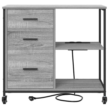 vidaXL Schrank mit Ladestation Mit Rad Graues Sonoma 76 x 41 x 72 cm