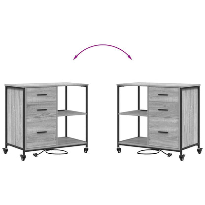 vidaXL Schrank mit Ladestation Mit Rad Graues Sonoma 76 x 41 x 72 cm