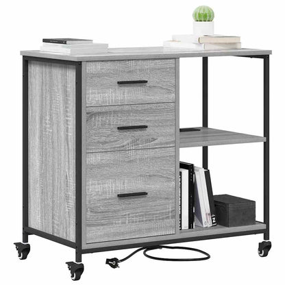 vidaXL Schrank mit Ladestation Mit Rad Graues Sonoma 76 x 41 x 72 cm