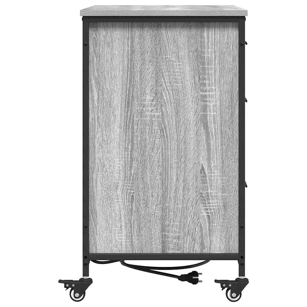 vidaXL Schrank mit Ladestation Mit Rad Graues Sonoma 76 x 41 x 72 cm