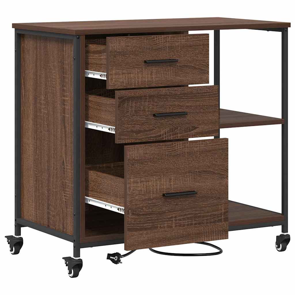Schrank mit Ladestation Braun Eichen-Optik 76 x 41 x 72 cm