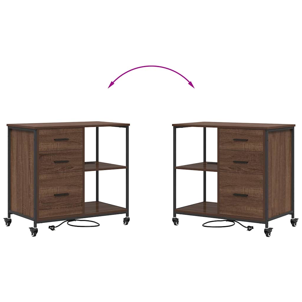 Schrank mit Ladestation Braun Eichen-Optik 76 x 41 x 72 cm