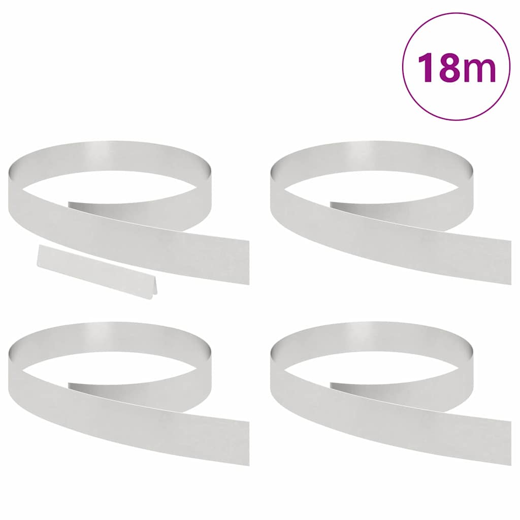 Raseneinfassung 4 pcs Silber 450 x 0,05 x 15 cm Edelstahl