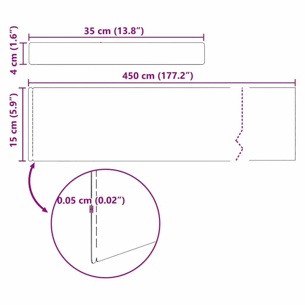 Raseneinfassung Silber 450 x 0,05 x 15 cm Verzinkter Stahl