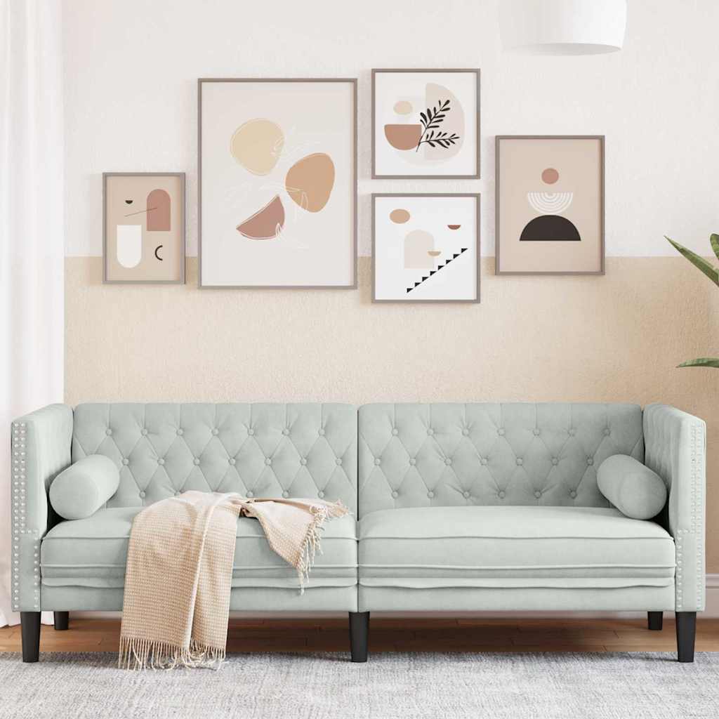 vidaXL Sofa Hellgrau 194 x 74,5 x 70,5 cm Samt