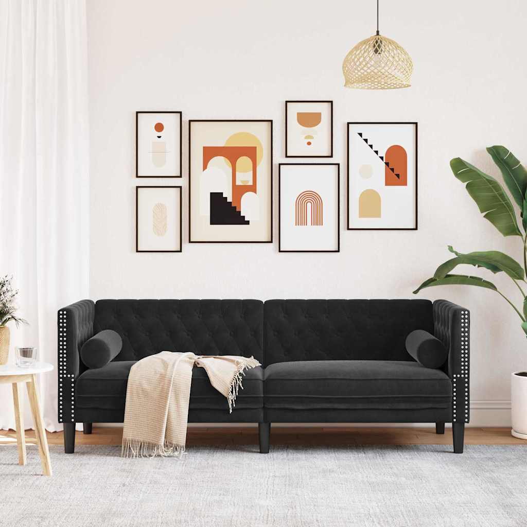 vidaXL Sofa Schwarz 194 x 74,5 x 70,5 cm Samt