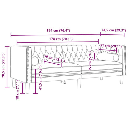 vidaXL Sofa Schwarz 194 x 74,5 x 70,5 cm Samt