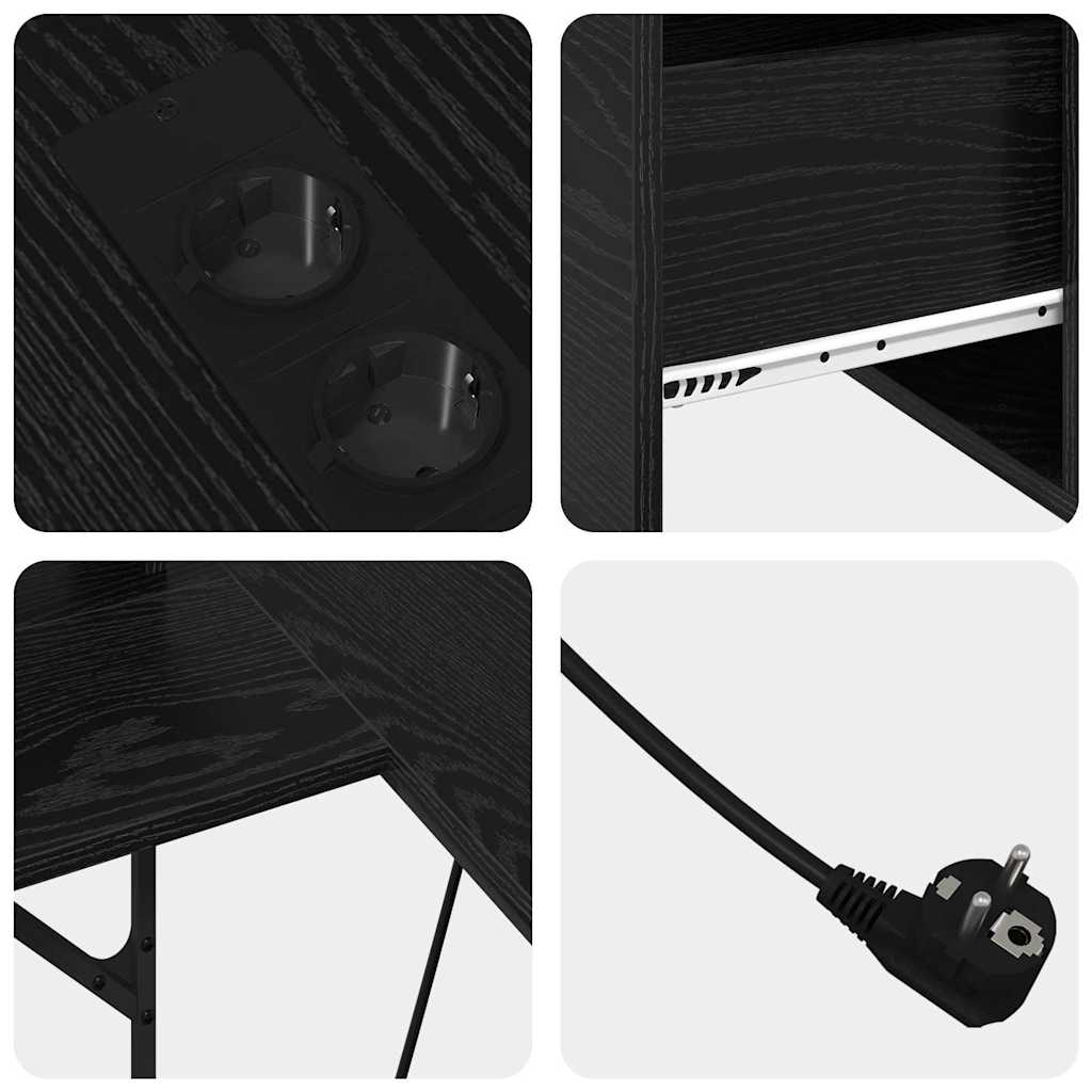 Schreibtisch mit Regal Schwarz Eichen-Optik 182 x 101 x 87,5 cm