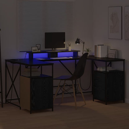 Schreibtisch mit Regal Schwarz Eichen-Optik 182 x 101 x 87,5 cm