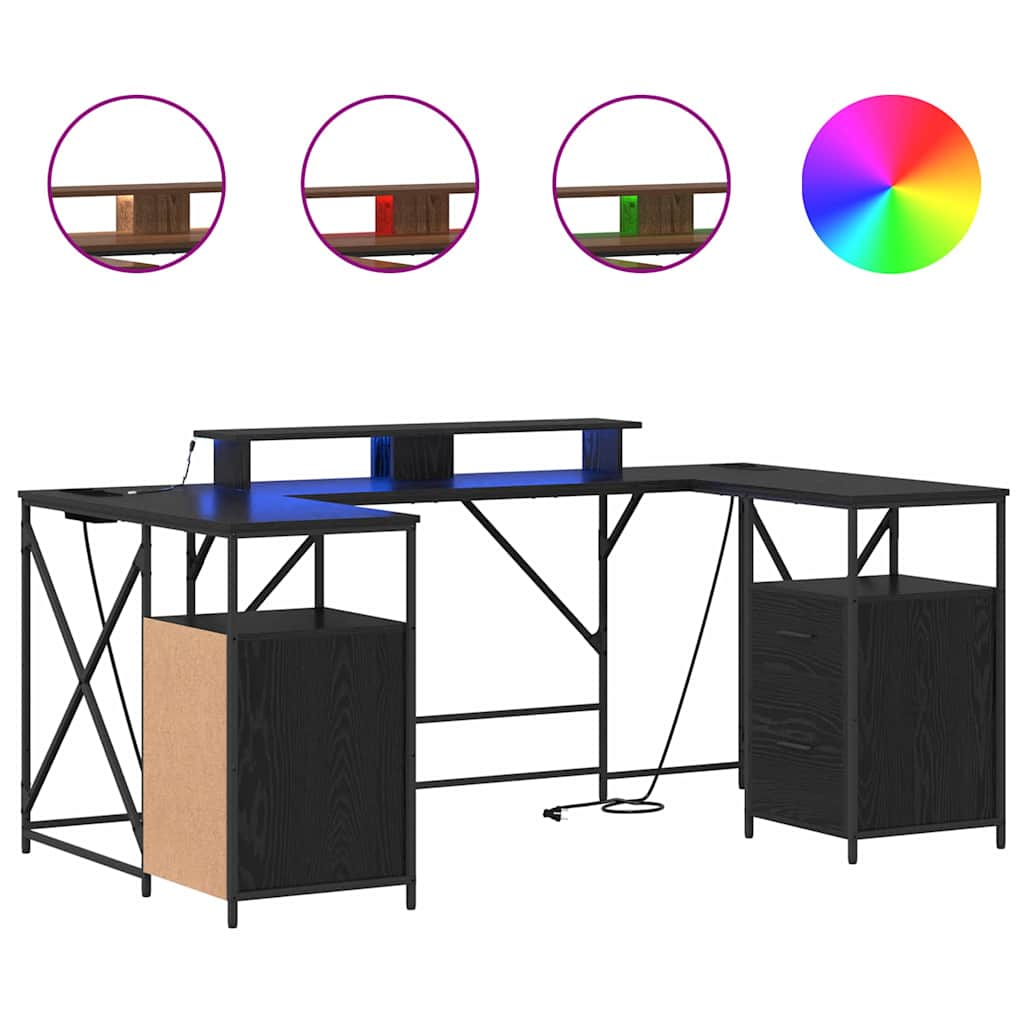 Schreibtisch mit Regal Schwarz Eichen-Optik 182 x 101 x 87,5 cm