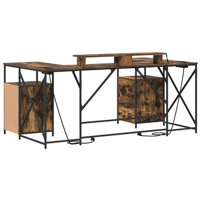 vidaXL Schreibtisch mit Regal Geräucherte Eiche 182 x 101 x 87,5 cm