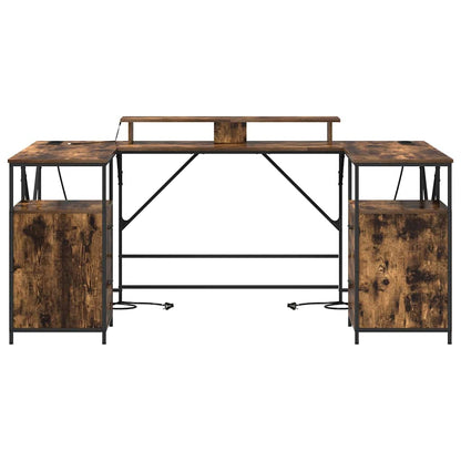 vidaXL Schreibtisch mit Regal Geräucherte Eiche 182 x 101 x 87,5 cm