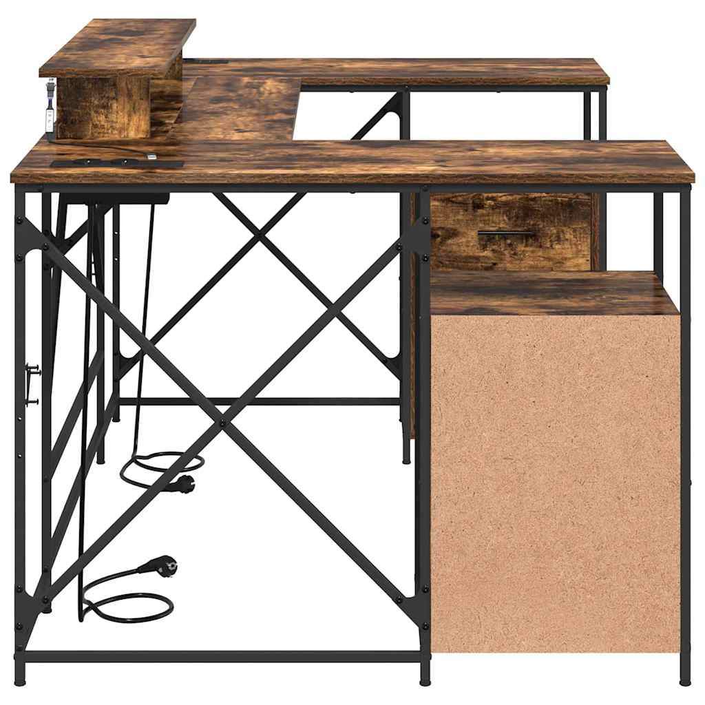 vidaXL Schreibtisch mit Regal Geräucherte Eiche 182 x 101 x 87,5 cm
