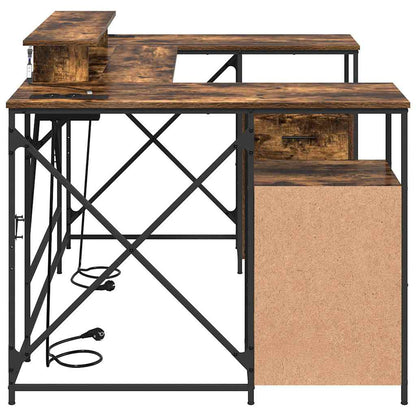 vidaXL Schreibtisch mit Regal Geräucherte Eiche 182 x 101 x 87,5 cm