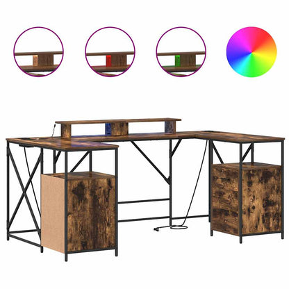 vidaXL Schreibtisch mit Regal Geräucherte Eiche 182 x 101 x 87,5 cm
