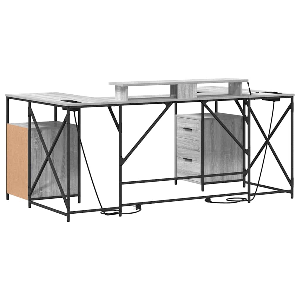 vidaXL Schreibtisch Graues Sonoma 182 x 101 x 87,5 cm Holzwerkstoff