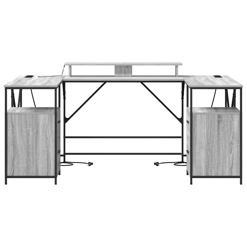 vidaXL Schreibtisch Graues Sonoma 182 x 101 x 87,5 cm Holzwerkstoff
