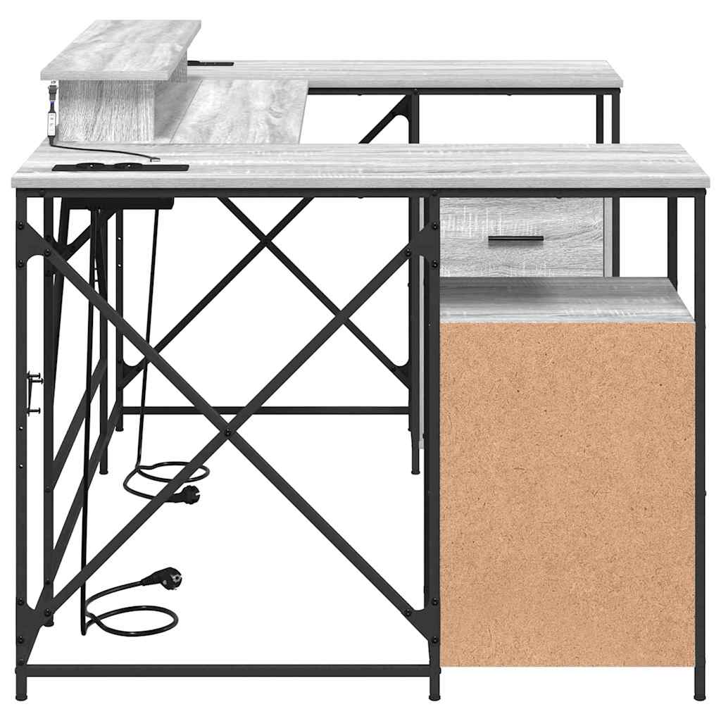 vidaXL Schreibtisch Graues Sonoma 182 x 101 x 87,5 cm Holzwerkstoff