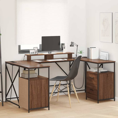 vidaXL Schreibtisch mit Regal Braun Eichen-Optik 182 x 101 x 87,5 cm