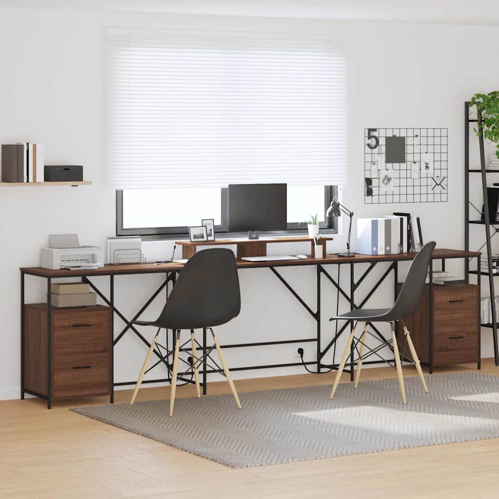 vidaXL Schreibtisch mit Regal Braun Eichen-Optik 182 x 101 x 87,5 cm