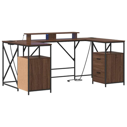 vidaXL Schreibtisch mit Regal Braun Eichen-Optik 182 x 101 x 87,5 cm