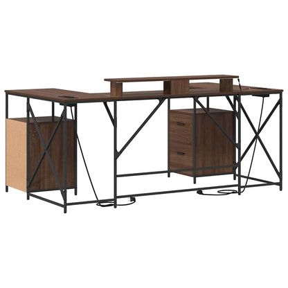 vidaXL Schreibtisch mit Regal Braun Eichen-Optik 182 x 101 x 87,5 cm